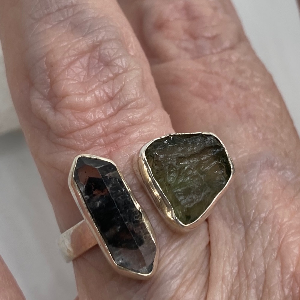 Genuine Czech Moldavite with herkimer diamond